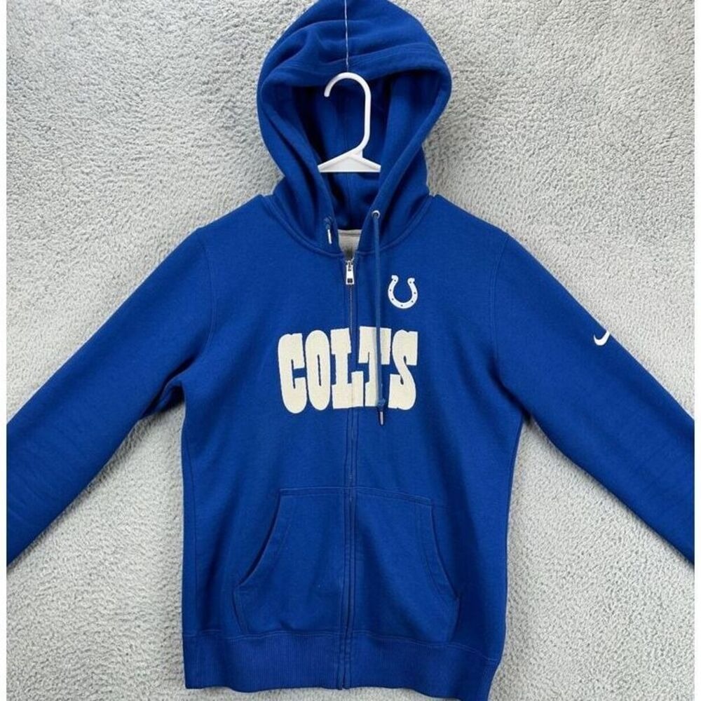 Indianapolis Colts NFL Hoodie Jacket Womens Medium Blue Full Zip Drawstring Nike